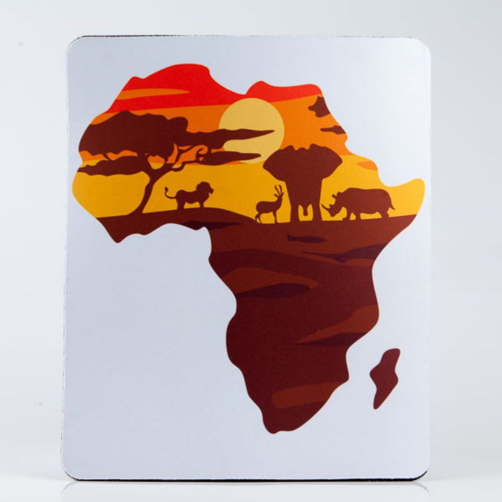 Rectangular rubber mouse pad - African sunset scene