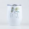 Double Wall Stainless Steel Wine Tumbler - Ladies with flowers line drawing