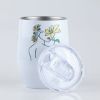 Double Wall Stainless Steel Wine Tumbler - Ladies with flowers line drawing