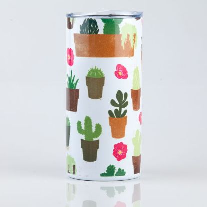 Double Wall Stainless Steel Skinny Tumbler - Cacti