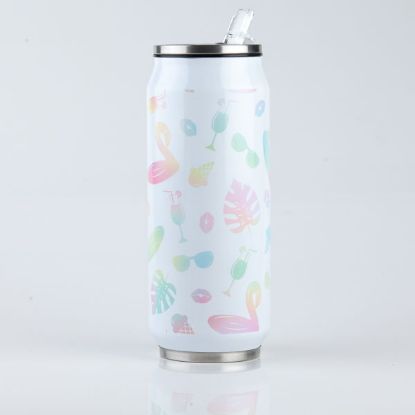 Double Wall Stainless Steel Can - Rainbow Flamingoes