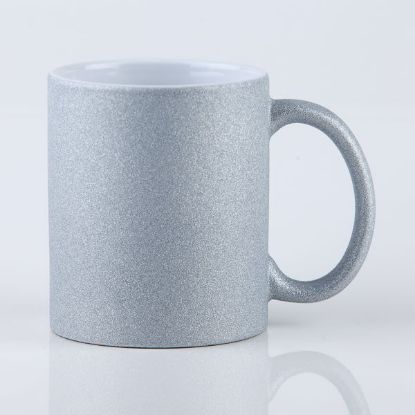 Glitter Mug - Silver - custom artwork