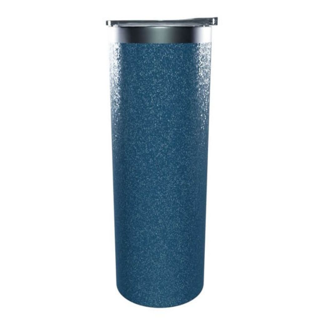 Glitter Blue 20oz Double Wall Stainless Steel Skinny Tumbler - custom artwork