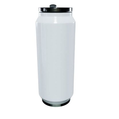 White 400ml Double Wall Stainless Steel Can - custom artwork