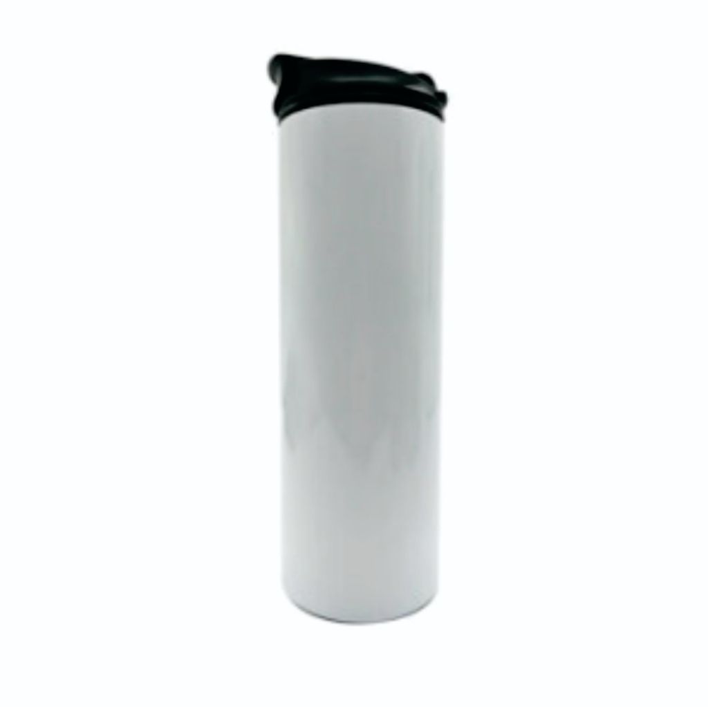 White Double Wall Stainless Steel Hot and Cold Skinny Tumbler - custom artwork