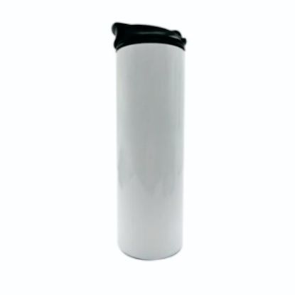 White Double Wall Stainless Steel Hot and Cold Skinny Tumbler - custom artwork